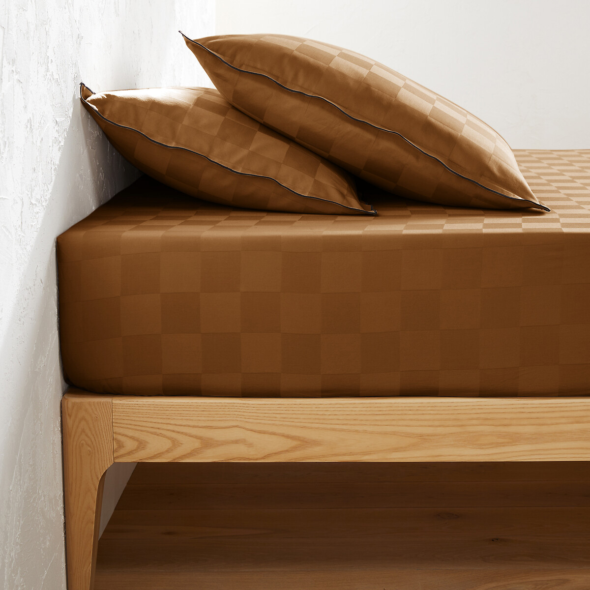 La Redoute Interieurs Σεντόνι με λάστιχο από προπλυμένο βαμβακερό σατέν 90x190 cm