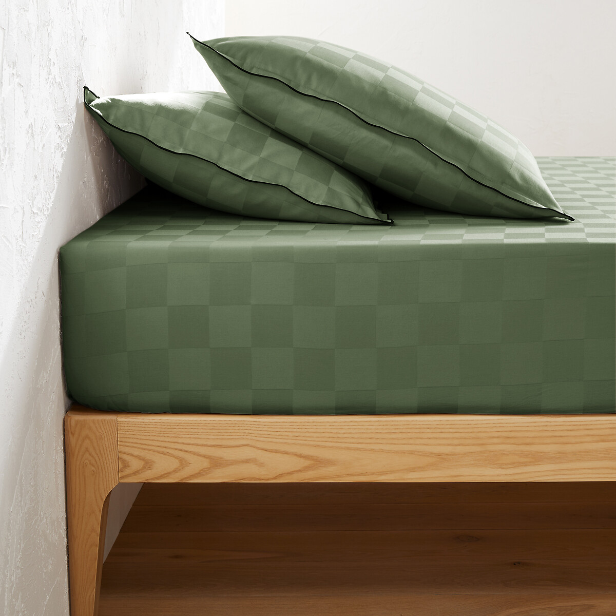 La Redoute Interieurs Σεντόνι με λάστιχο από προπλυμένο βαμβακερό σατέν 90x190 cm