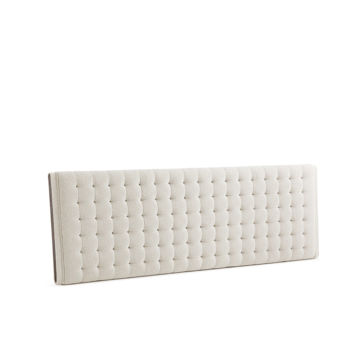 Καπιτονέ κεφαλάρι κρεβατιού με μπουκλέ ταπετσαρία και ξύλο σε καρυδί απόχρωση, Alezan