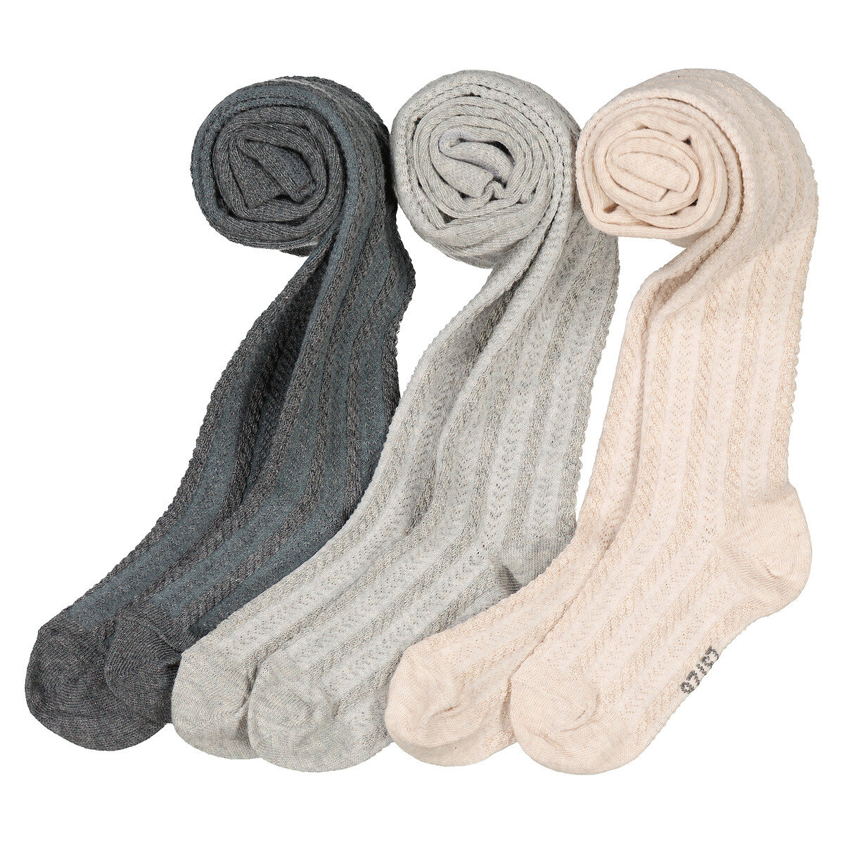 Σετ 3 μονόχρωμα καλσόν με κοτσίδες