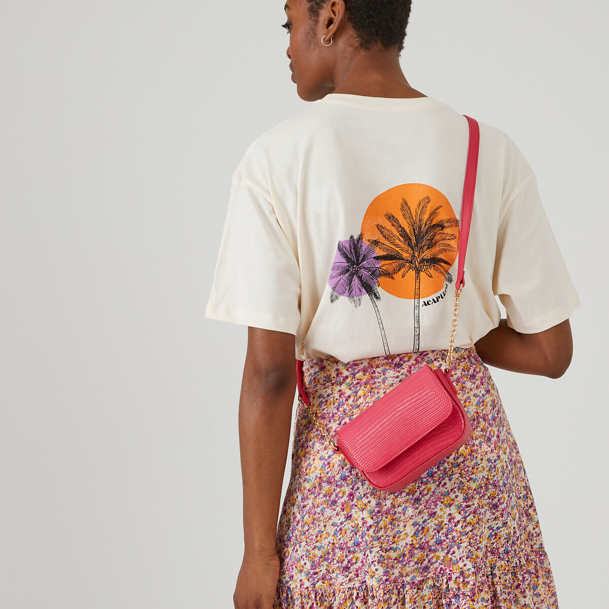 Μικρή τσάντα με λουρί ώμου και snake print