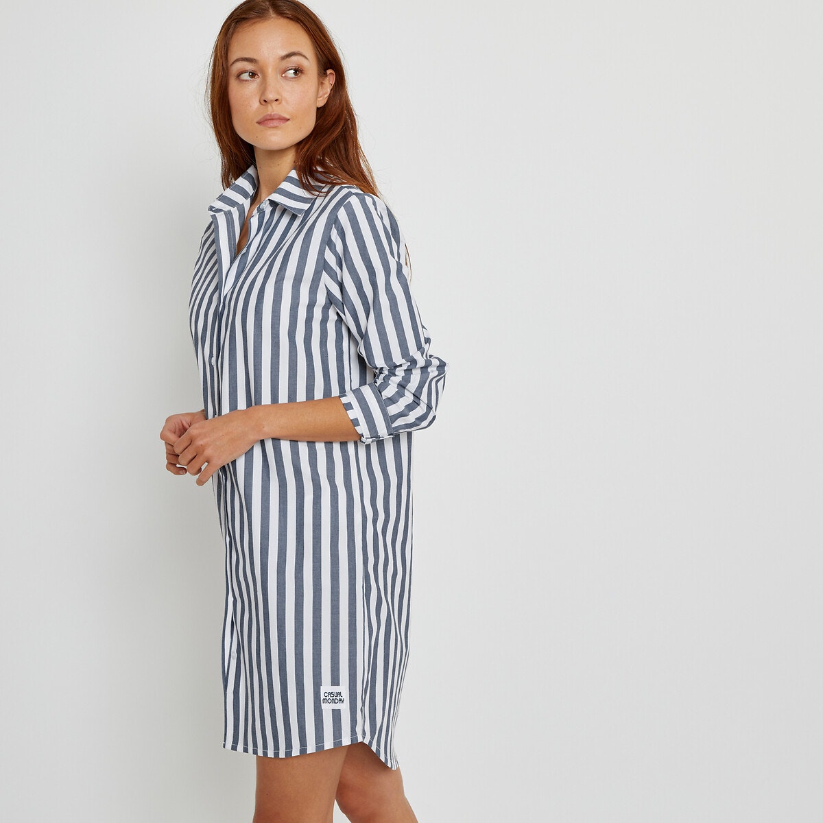 Ριγέ νυχτικό από ποπλίνα