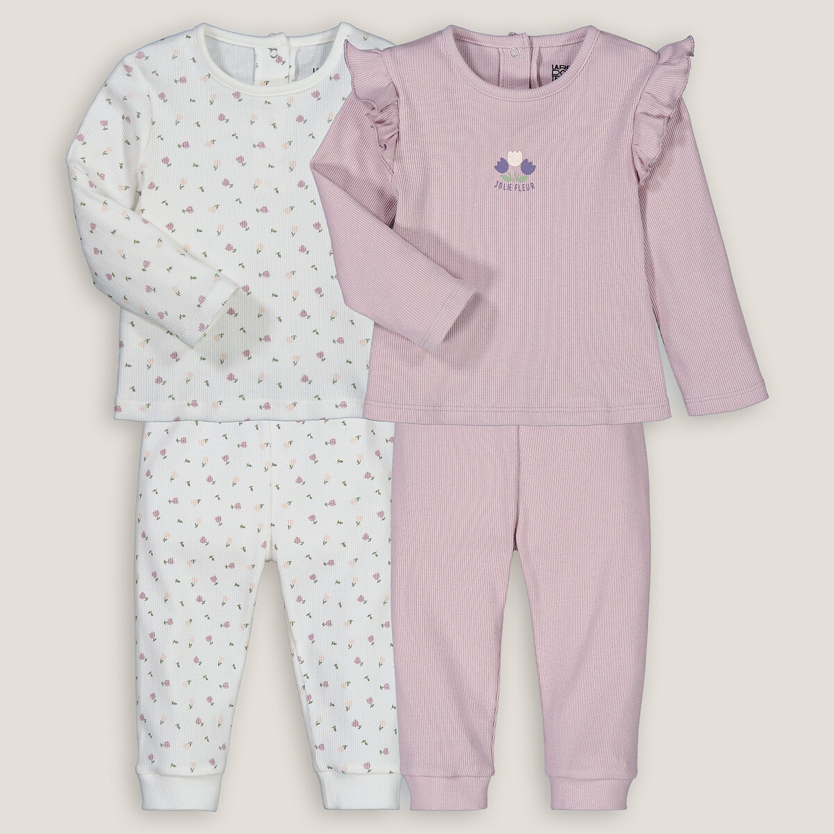 La Redoute Collections Σετ 2 ριμπ πιτζάμες