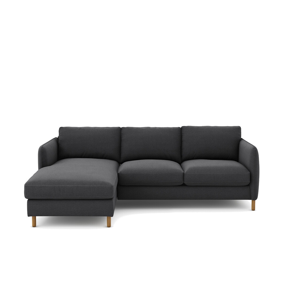 Γωνιακός αριστερός καναπές-κρεβάτι από πολυέστερ με μελανζέ όψη, Lomeo