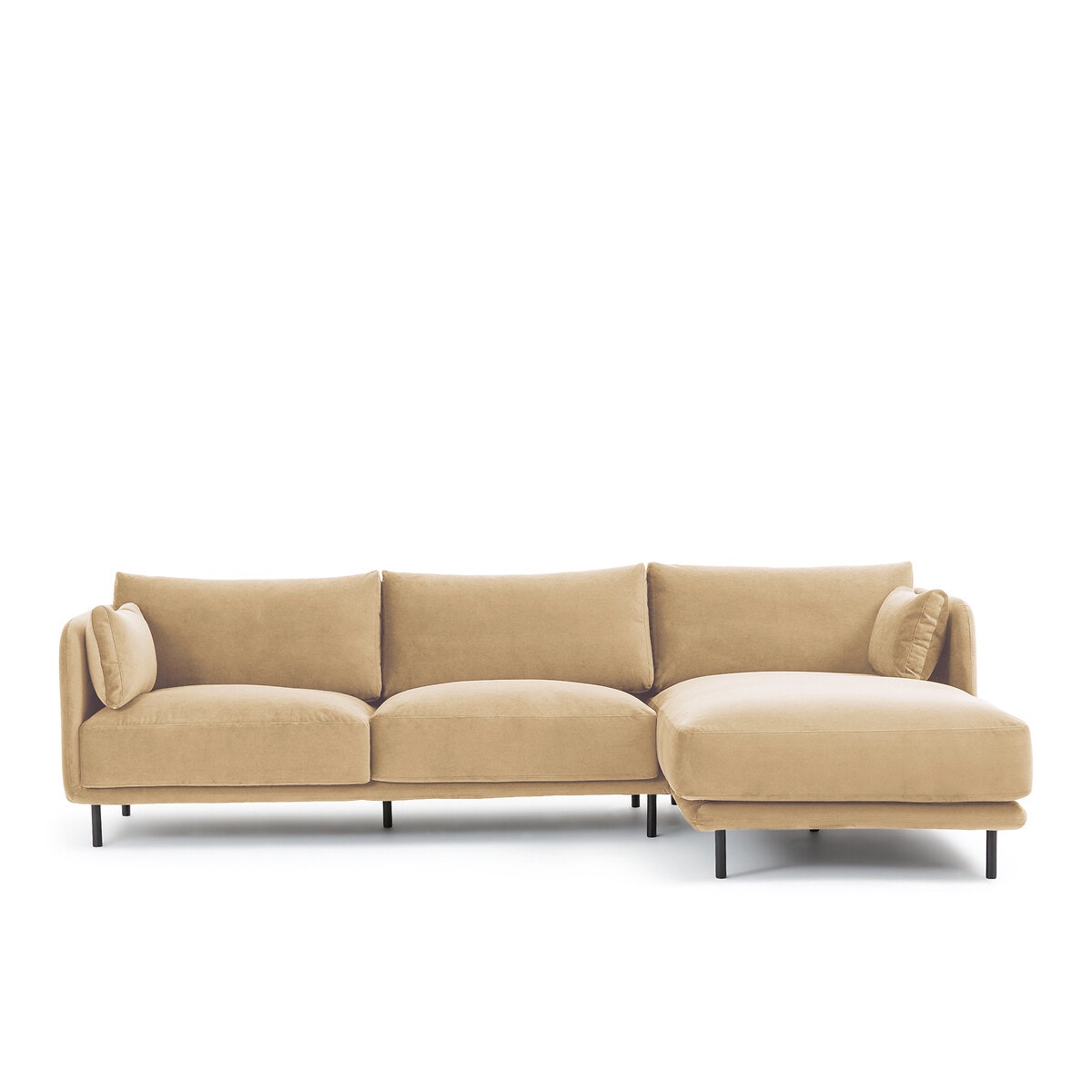 Γωνιακός καναπές από βελούδο με δεξιά γωνία Μ165xΠ303xΥ84cm