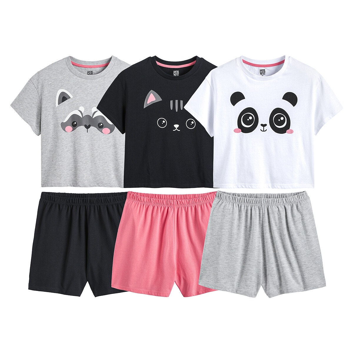 Μόδα > Παιδικά > Κορίτσι > Πιτζάμες, νυχτικά Σετ 3 πιτζάμες με σορτς και μοτίβο ζώα