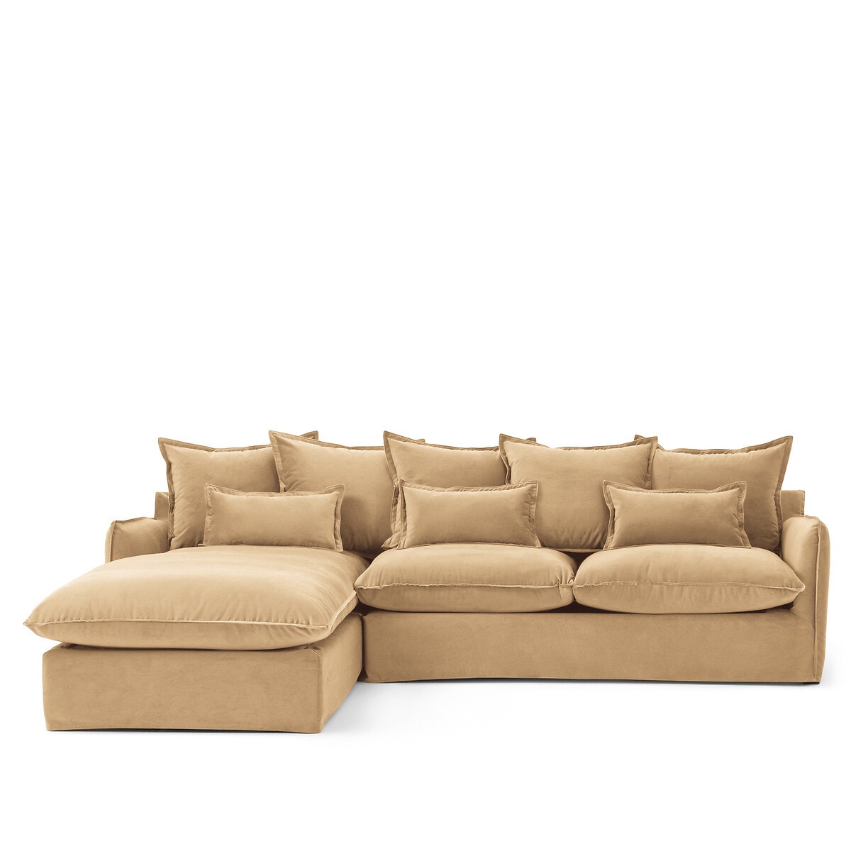 Γωνιακός καναπές από βελούδο με αριστερή γωνία Μ190xΠ294xΥ90cm