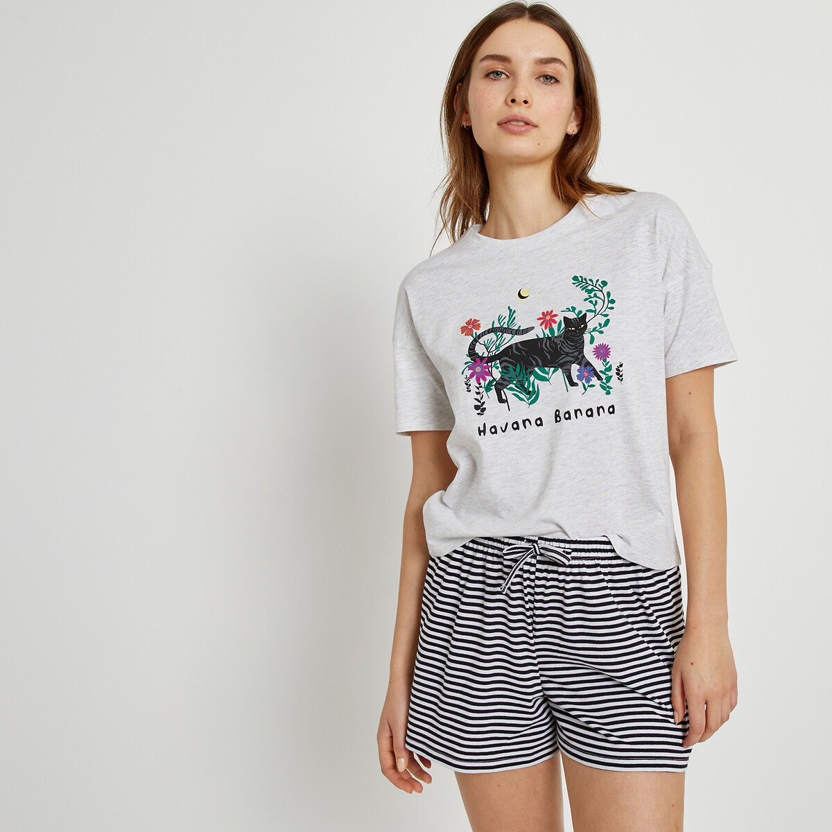 Βαμβακερή πιτζάμα με στάμπα γάτα