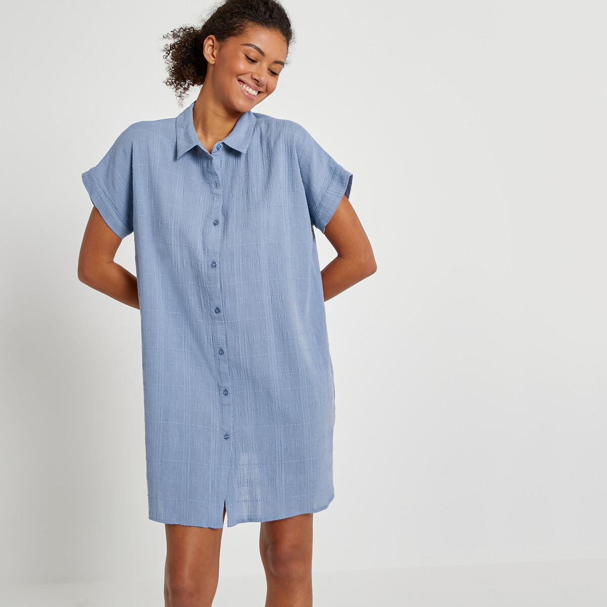 La Redoute Collections Μονόχρωμο νυχτικό από βαμβακερό κρεπόν