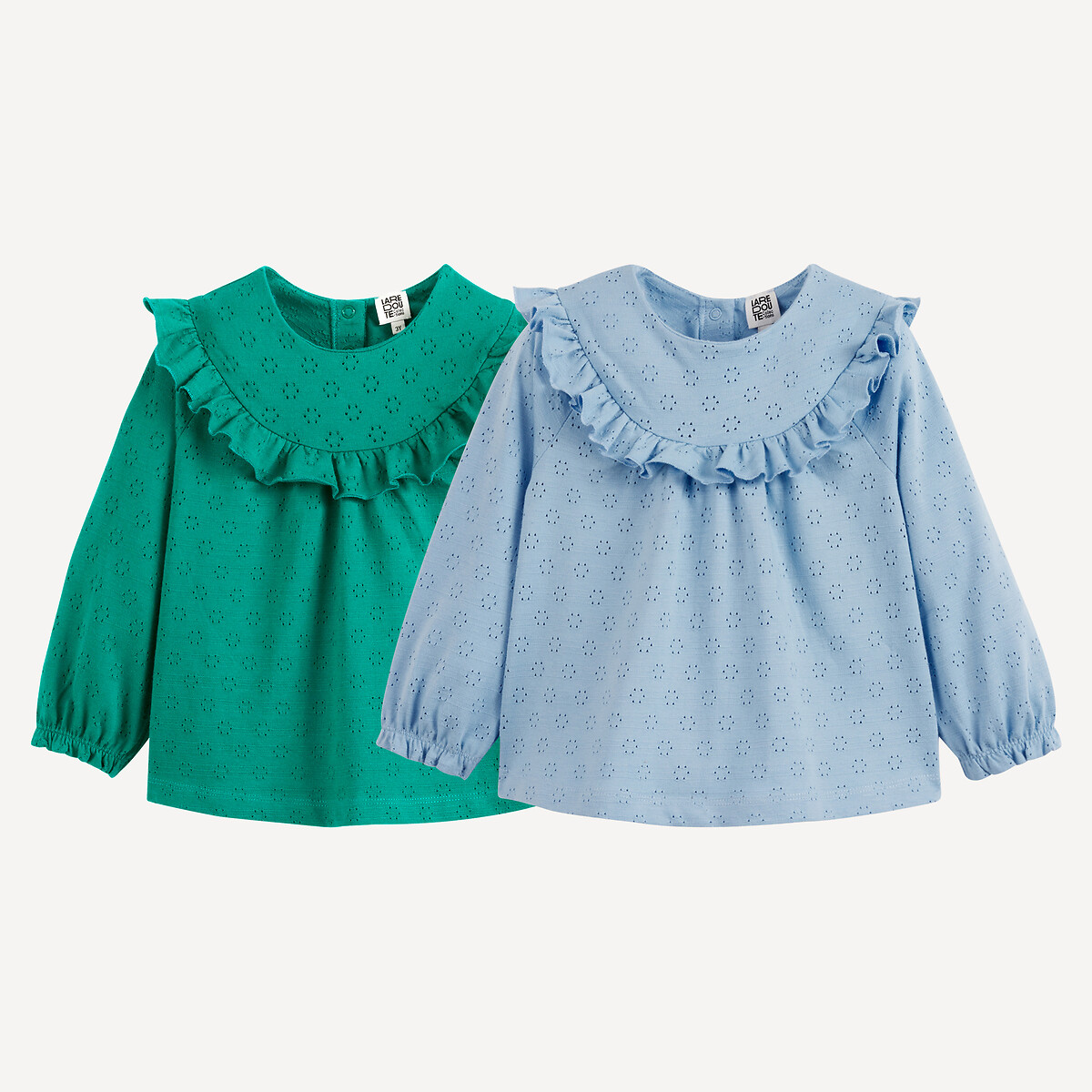 La Redoute Collections Σετ 2 μακρυμάνικες μπλούζες με βολάν
