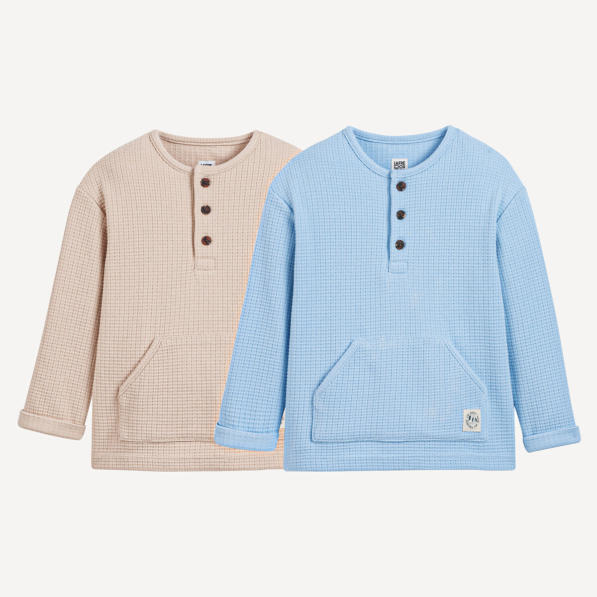 La Redoute Collections Σετ 2 μακρυμάνικες μπλούζες με κυψελωτή ύφανση