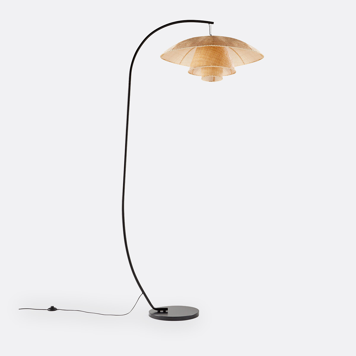 Επιδαπέδιο τοξωτό φωτιστικό από μέταλλο και ρατάν