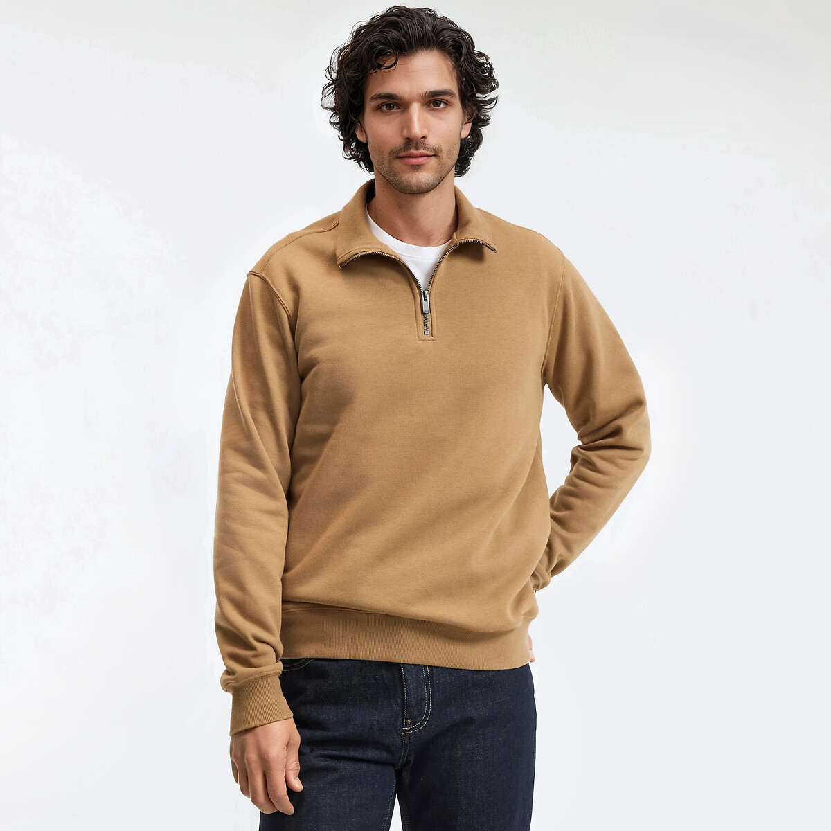 La Redoute Collections Φούτερ με φερμουάρ και όρθιο γιακά