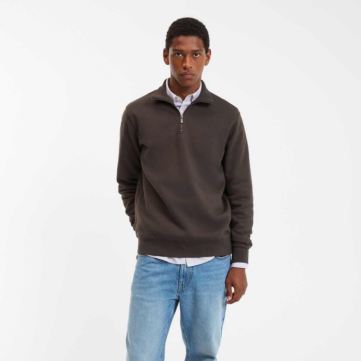 La Redoute Collections Φούτερ με φερμουάρ και όρθιο γιακά