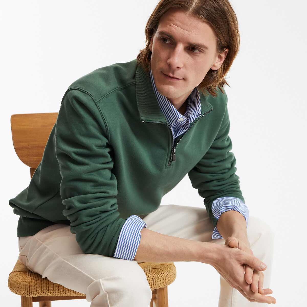 La Redoute Collections Φούτερ με φερμουάρ και όρθιο γιακά