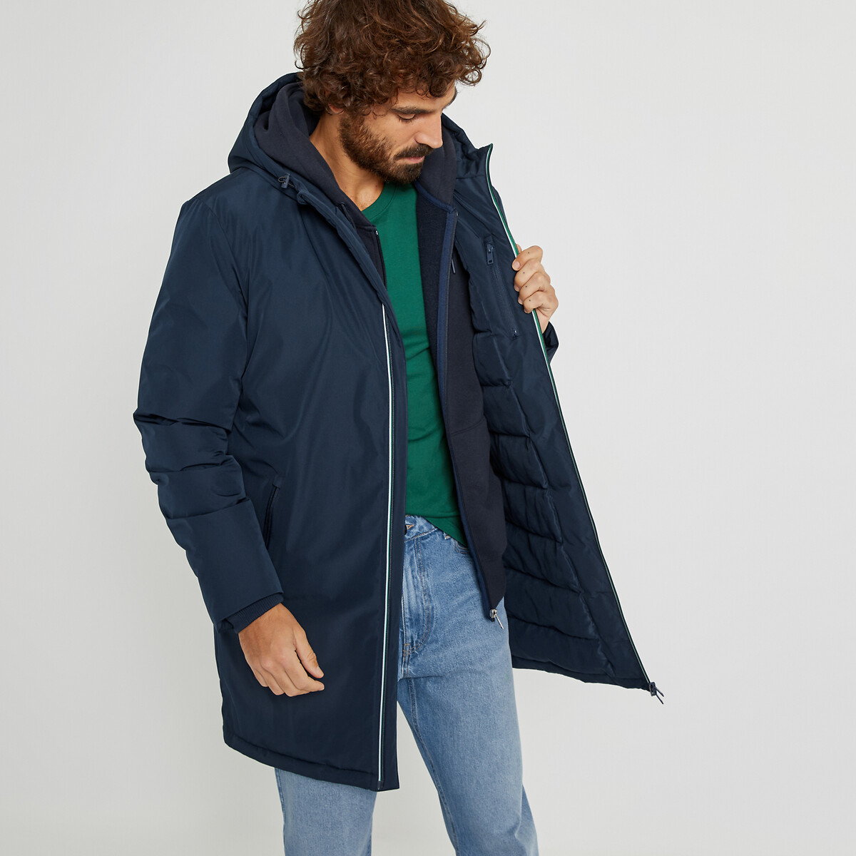 La Redoute Collections Μακρύ αντιανεμικό μπουφάν με κουκούλα για τις ενδιάμεσες εποχές