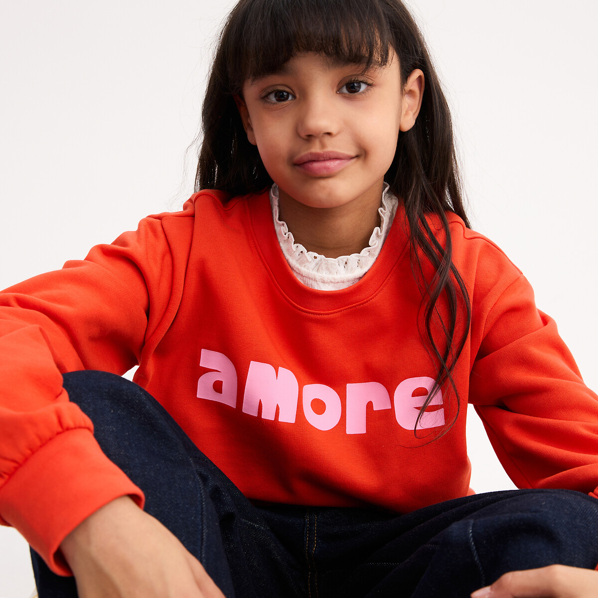 Φούτερ από φανέλα με στρογγυλή λαιμόκοψη και κείμενο Amore