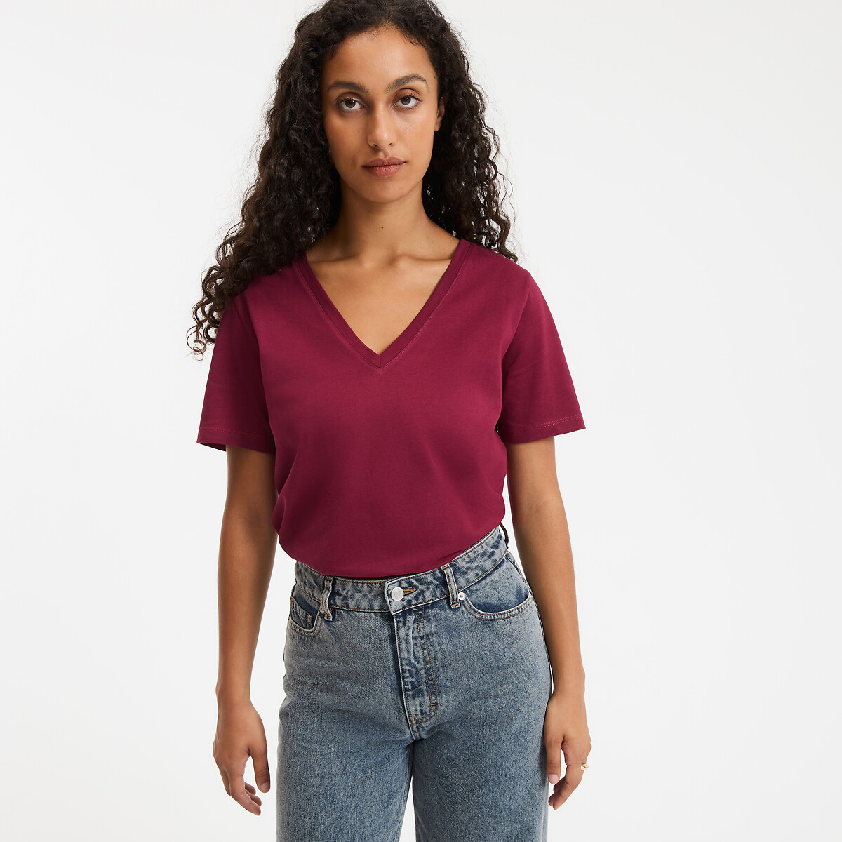 La Redoute Collections Κοντομάνικη μπλούζα με V