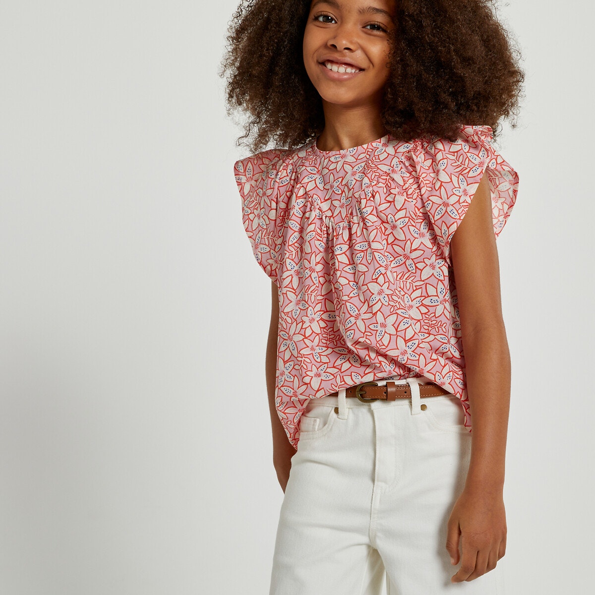 Μπλούζα με βολάν και φλοράλ μοτίβο