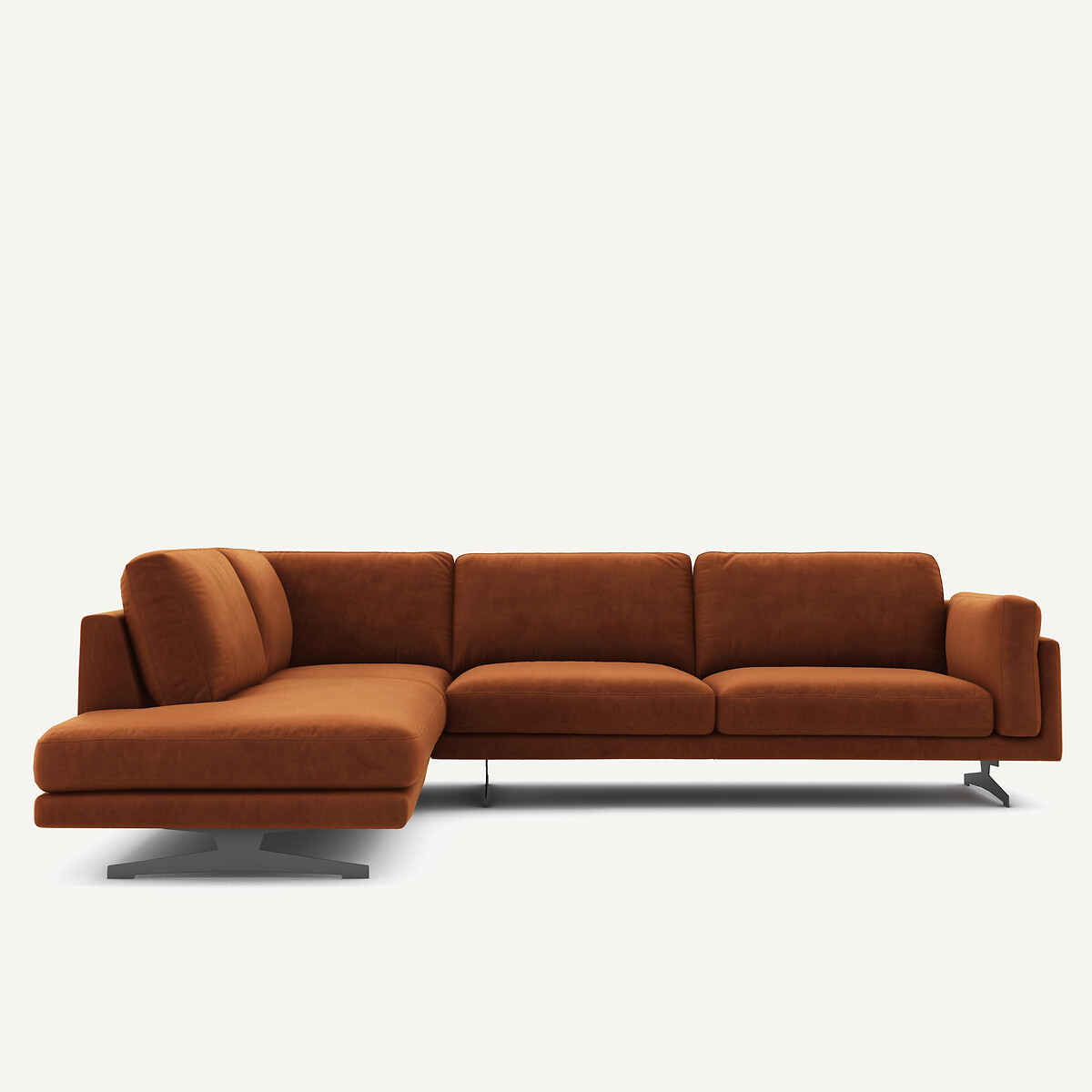 Γωνιακός καναπές από βελούδο Μ234xΠ289xΥ82cm