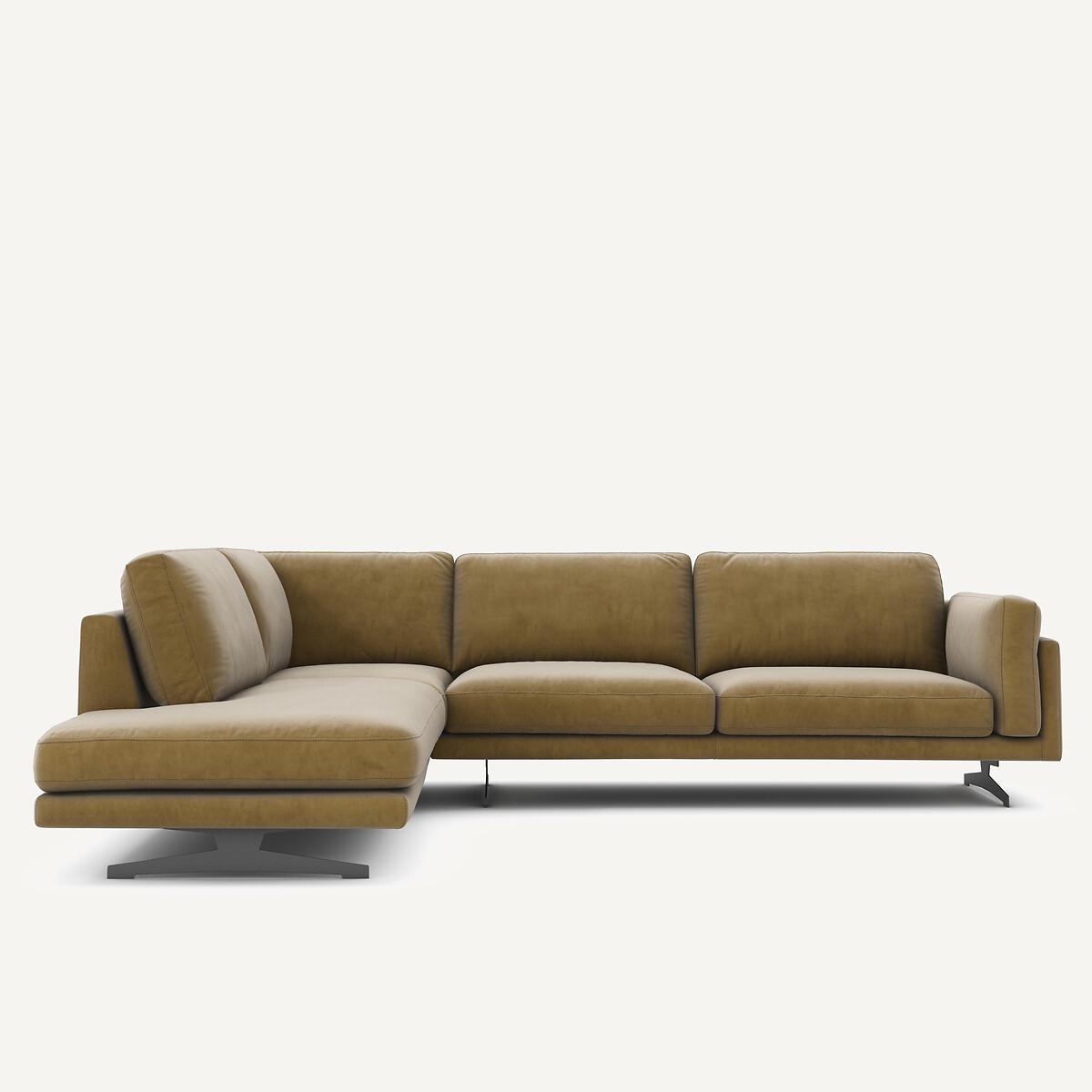 Γωνιακός καναπές από βελούδο Μ234xΠ289xΥ82cm