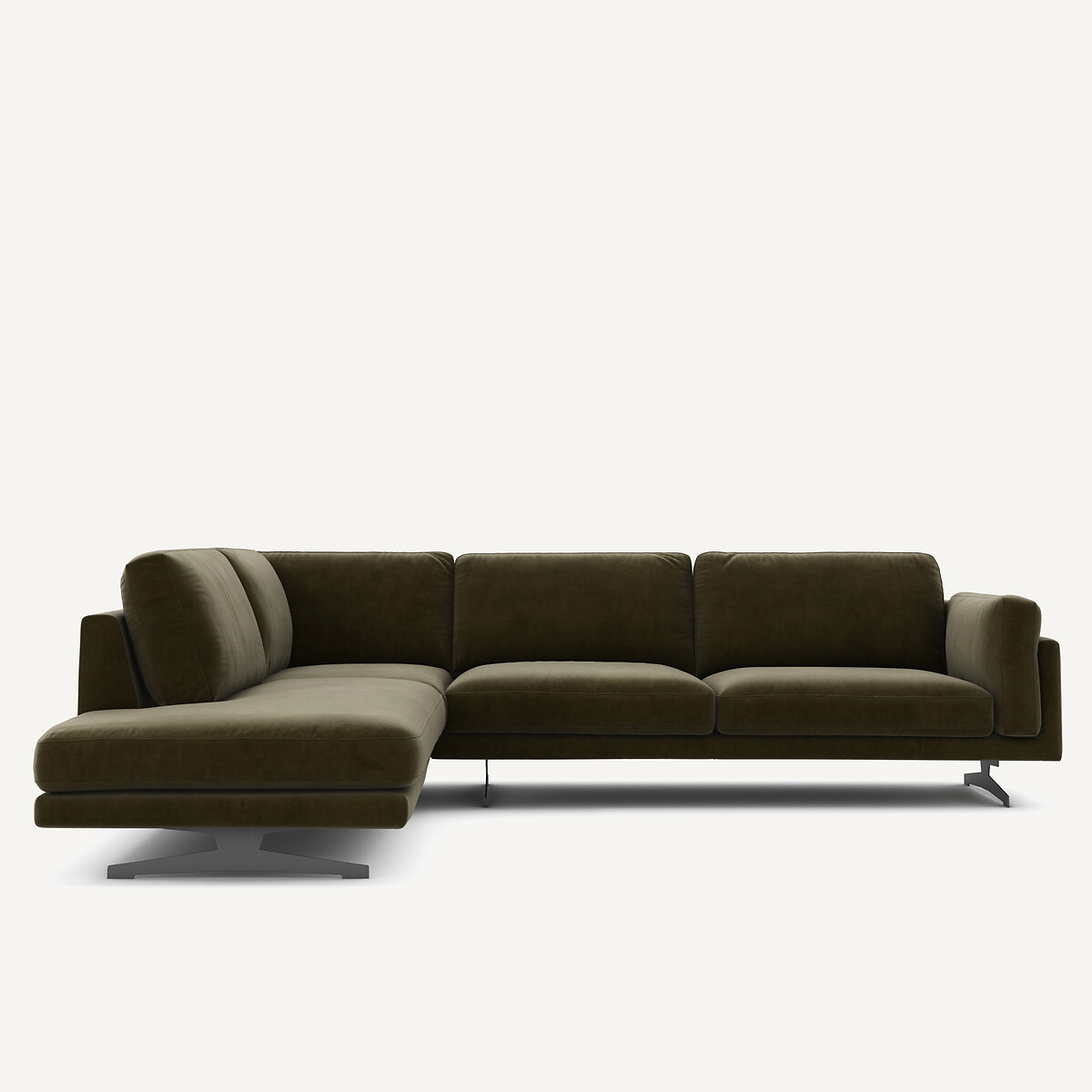 Γωνιακός καναπές από βελούδο Μ234xΠ289xΥ82cm