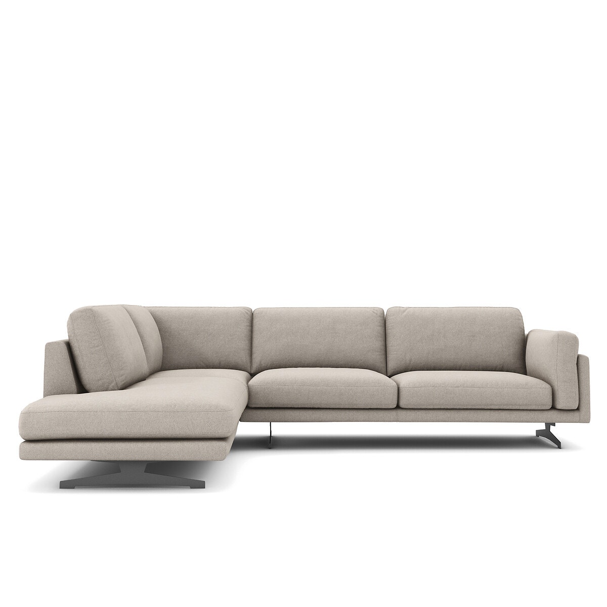 Γωνιακός καναπές με ανάγλυφη ταπετσαρία από βισκόζη/λινό, Cesar