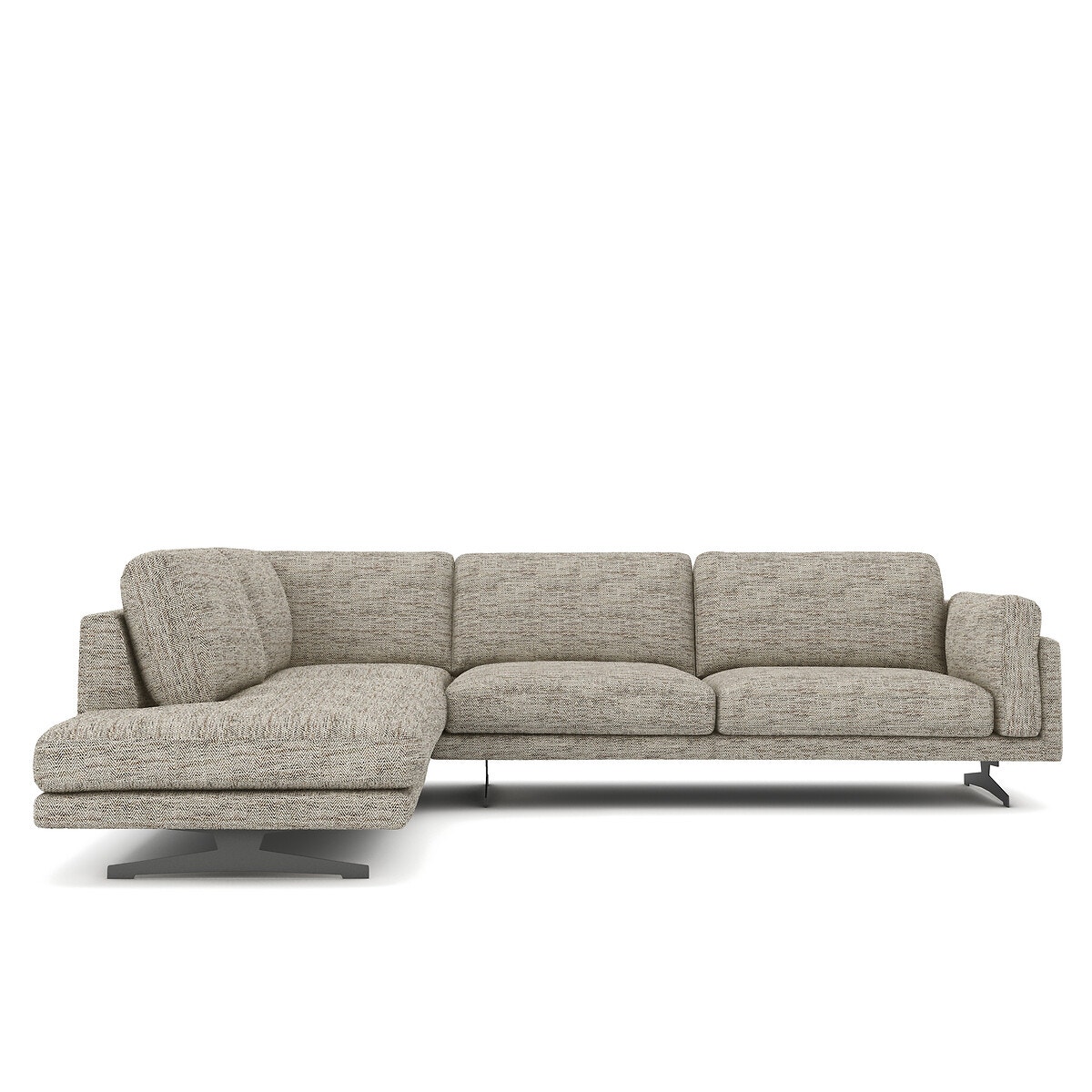 Γωνιακός καναπές με ταπετσαρία ψαροκόκκαλο Μ234xΠ289xΥ82cm