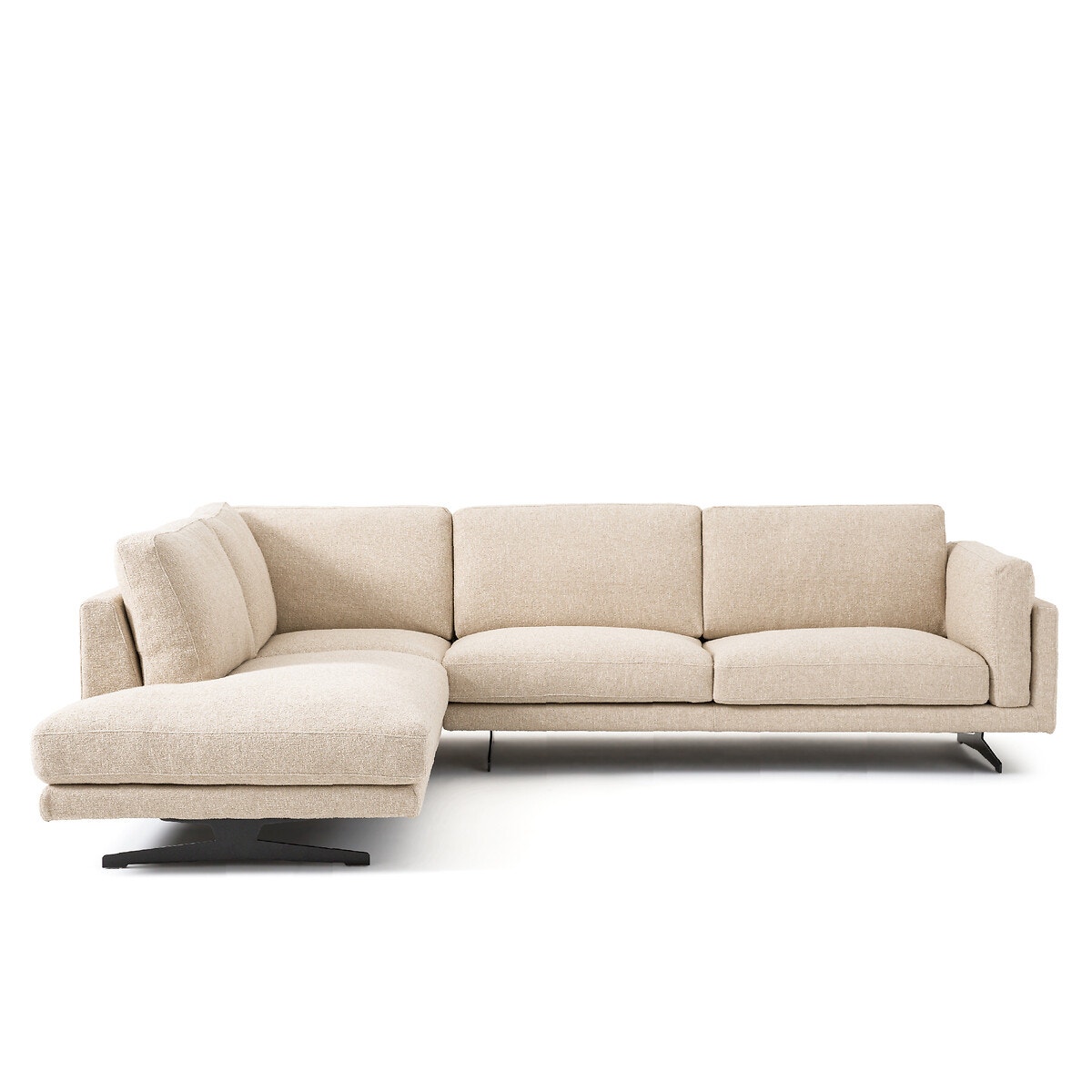 Γωνιακός καναπές με μπουκλέ ταπετσαρία Μ234xΠ289xΥ82cm