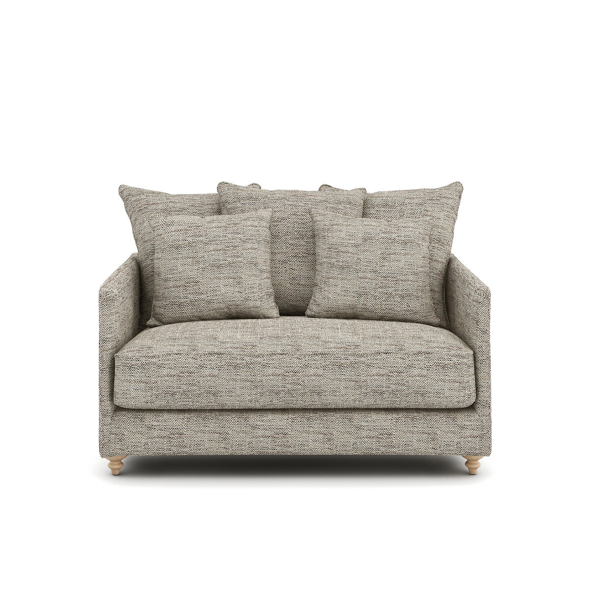 Διθέσιος καναπές-κρεβάτι με ταπετσαρία ψαροκόκκαλο Μ105xΠ133xΥ93cm