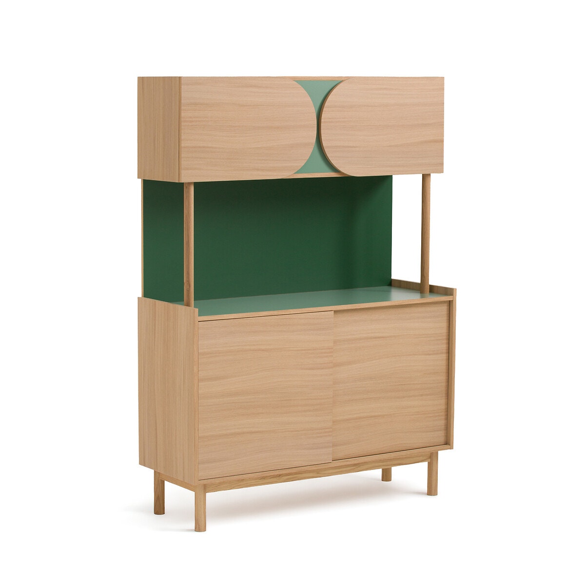 Ψηλός μπουφές από καπλαμά ξύλου δρυ και φορμάικα, Quillan