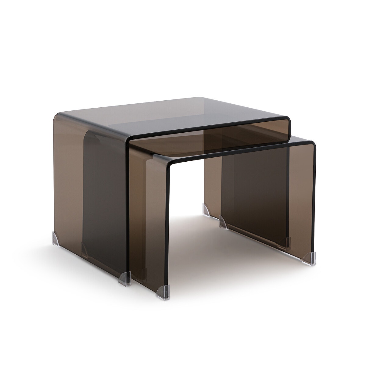 Σετ 2 χαμηλά τραπεζάκια ζιγκόν από σκληρυμένο γυαλί Μ45xΠ60xΥ42cm