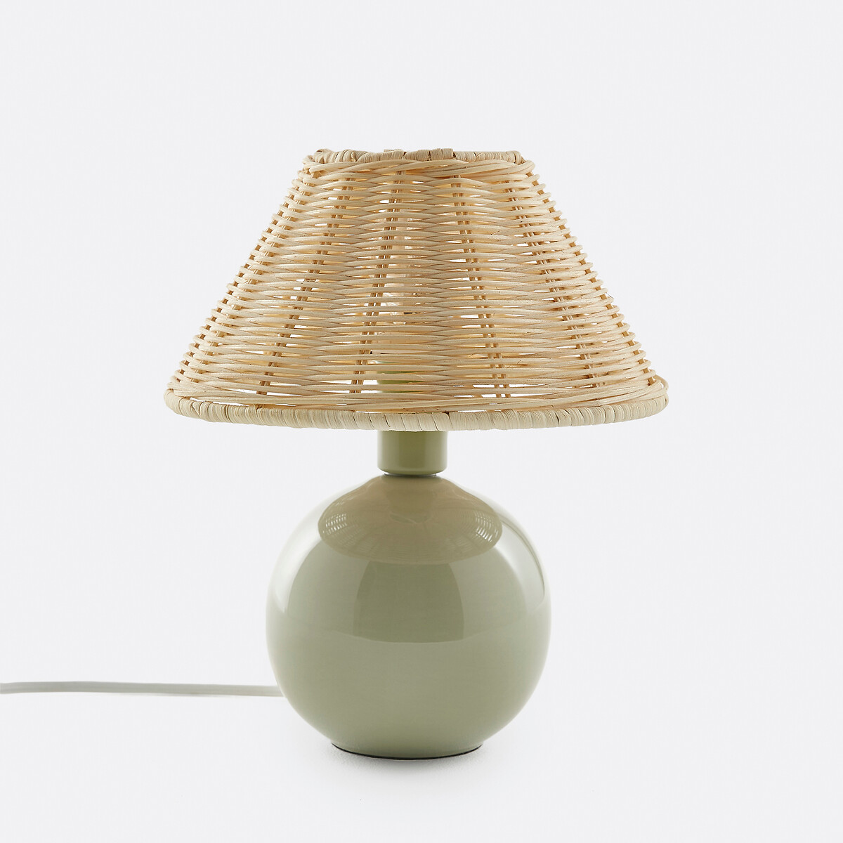 Επιτραπέζιο φωτιστικό από ρατάν και κεραμικό Υ24cm