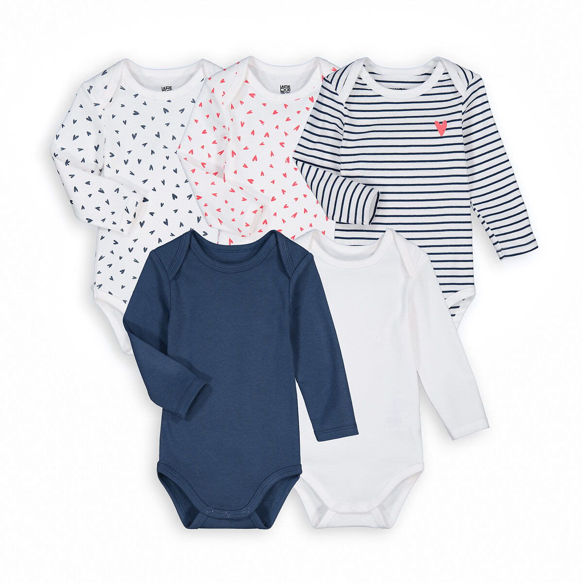 La Redoute Collections Σετ 5 μακρυμάνικα ριμπ κορμάκια