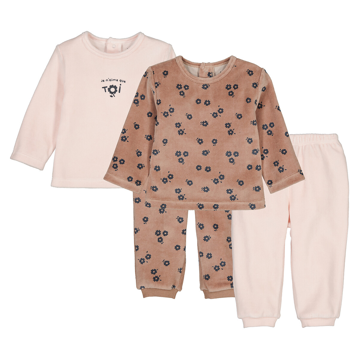 La Redoute Collections Σετ 2 βελουτέ πιτζάμες με φλοράλ μοτίβο