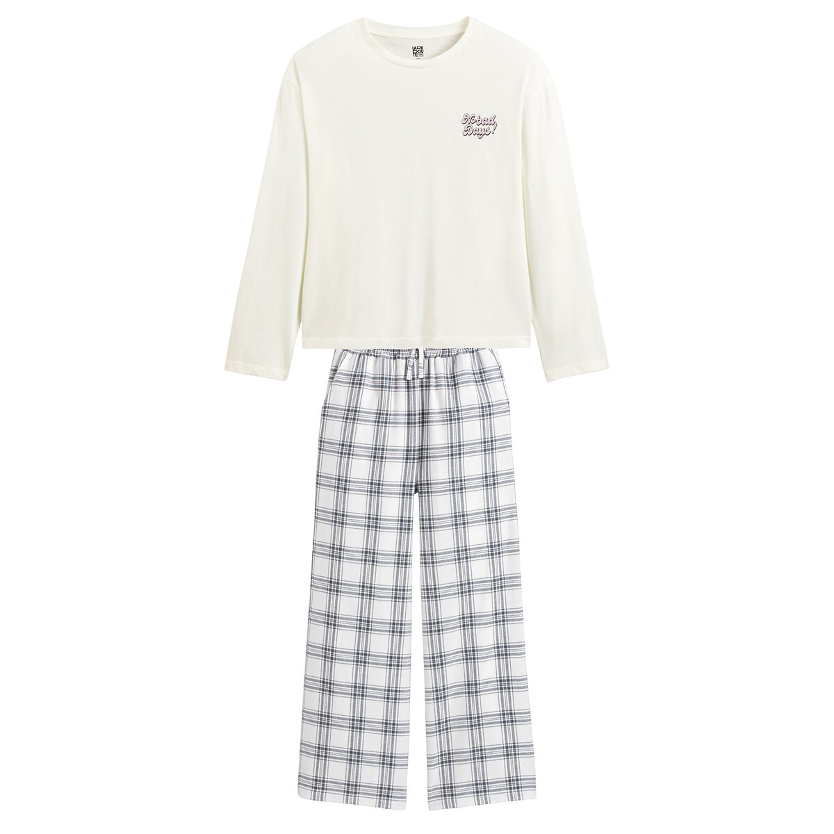 La Redoute Collections Πιτζάμα με μήνυμα και καρό παντελόνι