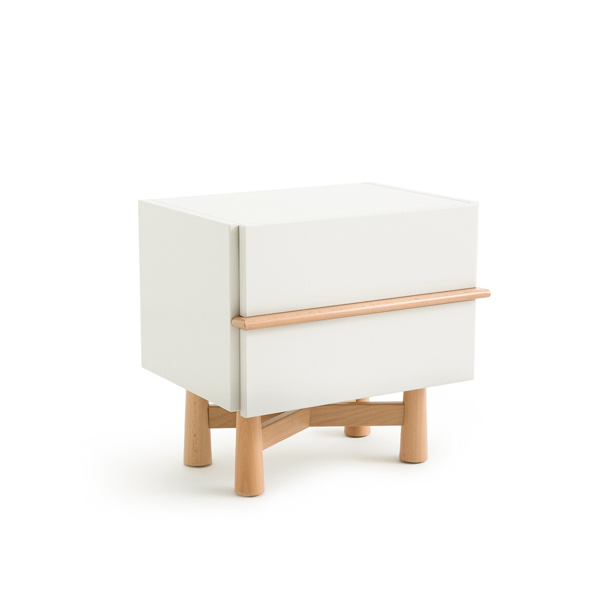 Κομοδίνο από λακαρισμένο MDF και μασίφ ξύλο οξιάς, Japoto