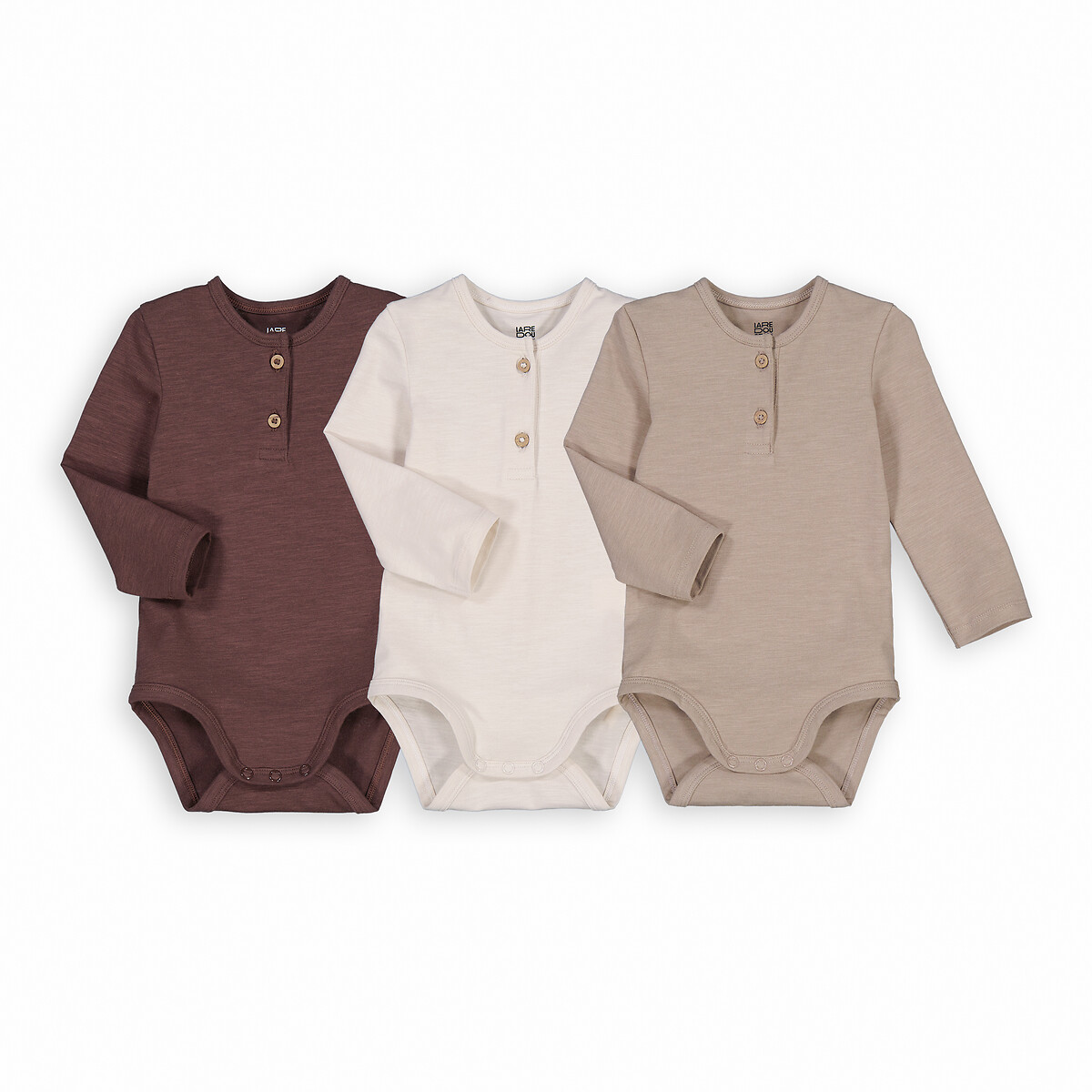 La Redoute Collections Σετ 3 μονόχρωμα κορμάκια