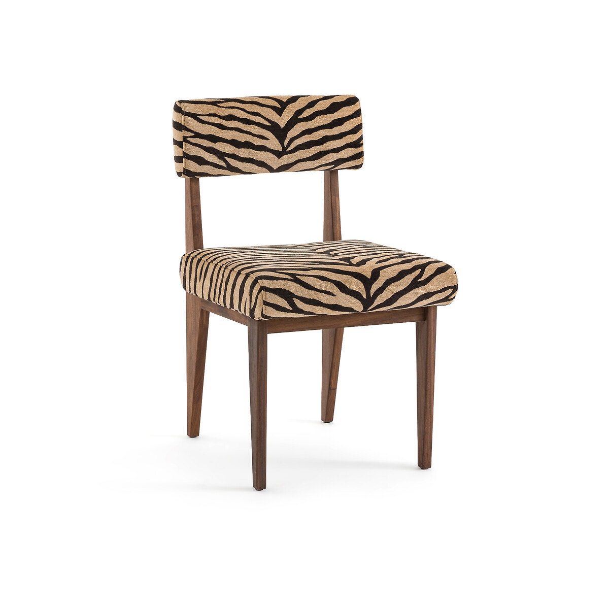 Καρέκλα από ξύλο καρυδιάς με animal print ταπετσαρία Μ55xΠ46xΥ80cm