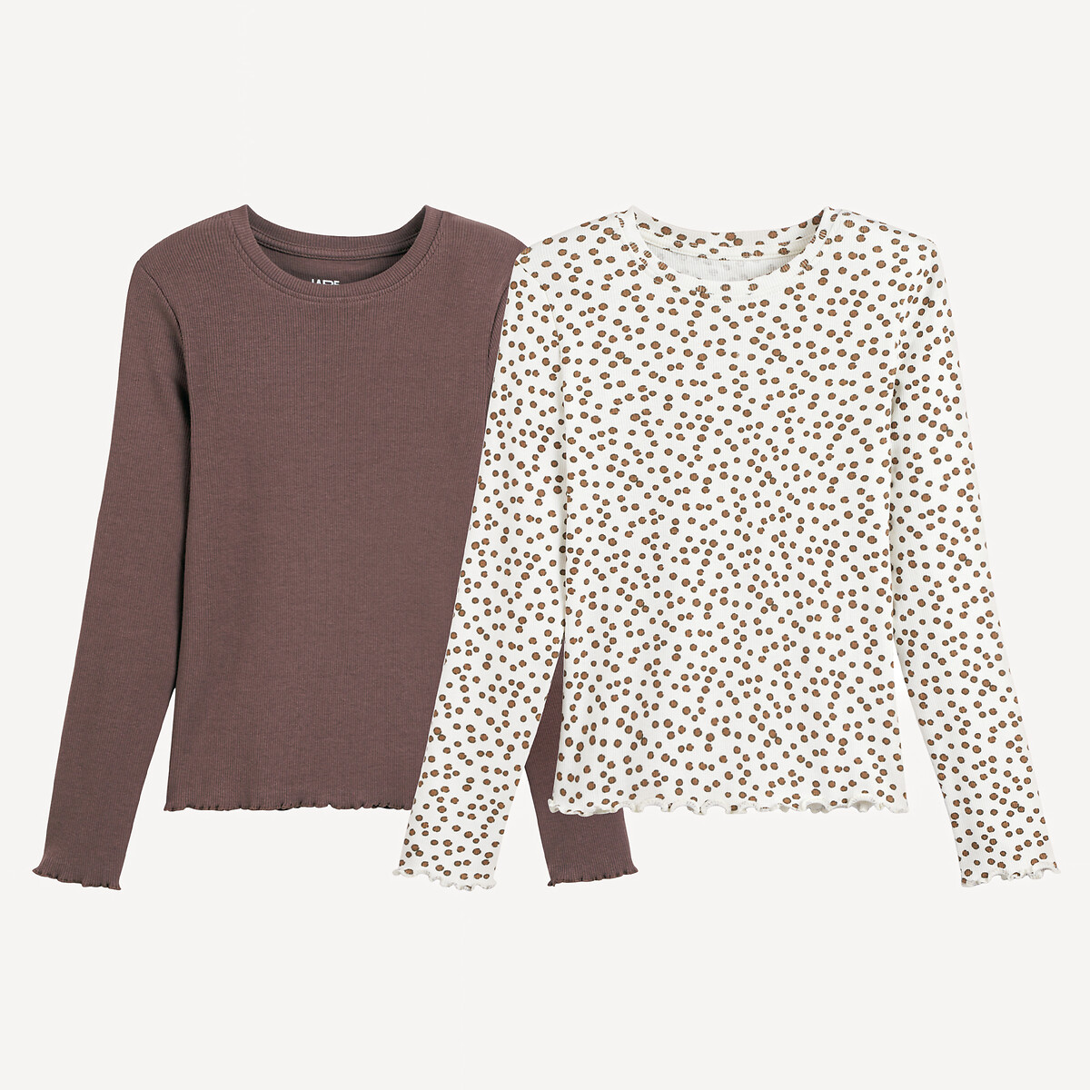 La Redoute Collections Σετ 2 μακρυμάνικες ριμπ μπλούζες