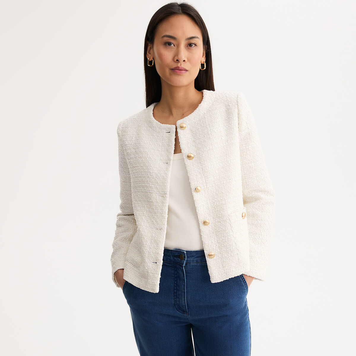 Μπλέιζερ τουίντ σακάκι σε ίσια γραμμή