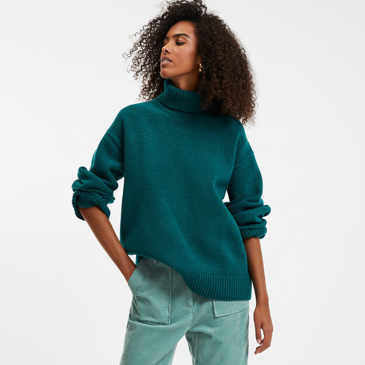 Πλεκτό με λαιμό ζιβάγκο και μους πλέξη