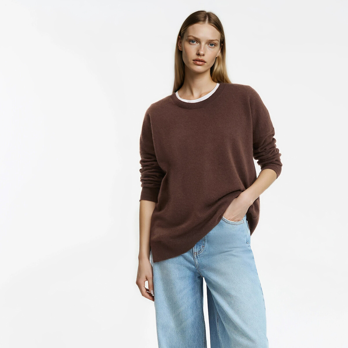 La Redoute Collections Λεπτό πλεκτό από κασμίρι με στρογγυλή λαιμόκοψη