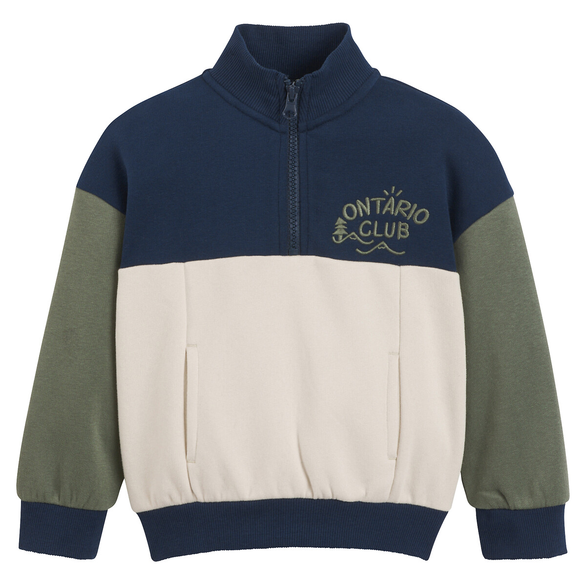 Φανελένιο φούτερ με όρθιο λαιμό και κεντημένο μήνυμα