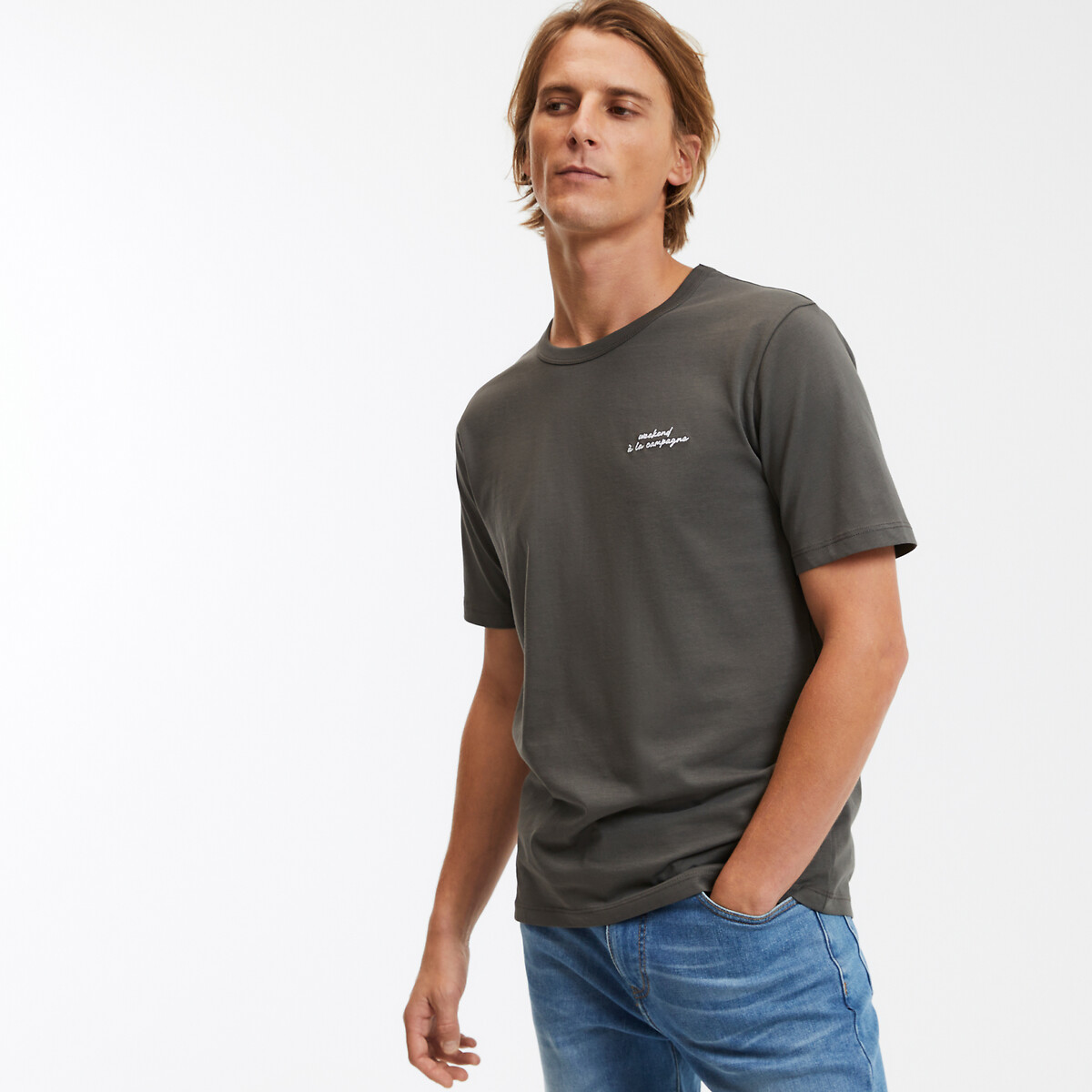 La Redoute Collections Κοντομάνικη μπλούζα με κέντημα