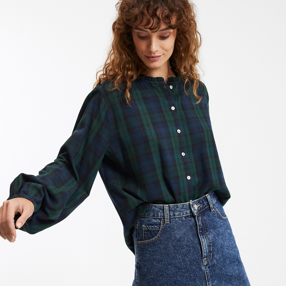 Καρό πουκάμισο με όρθιο λαιμό σε βικτωριανό στυλ