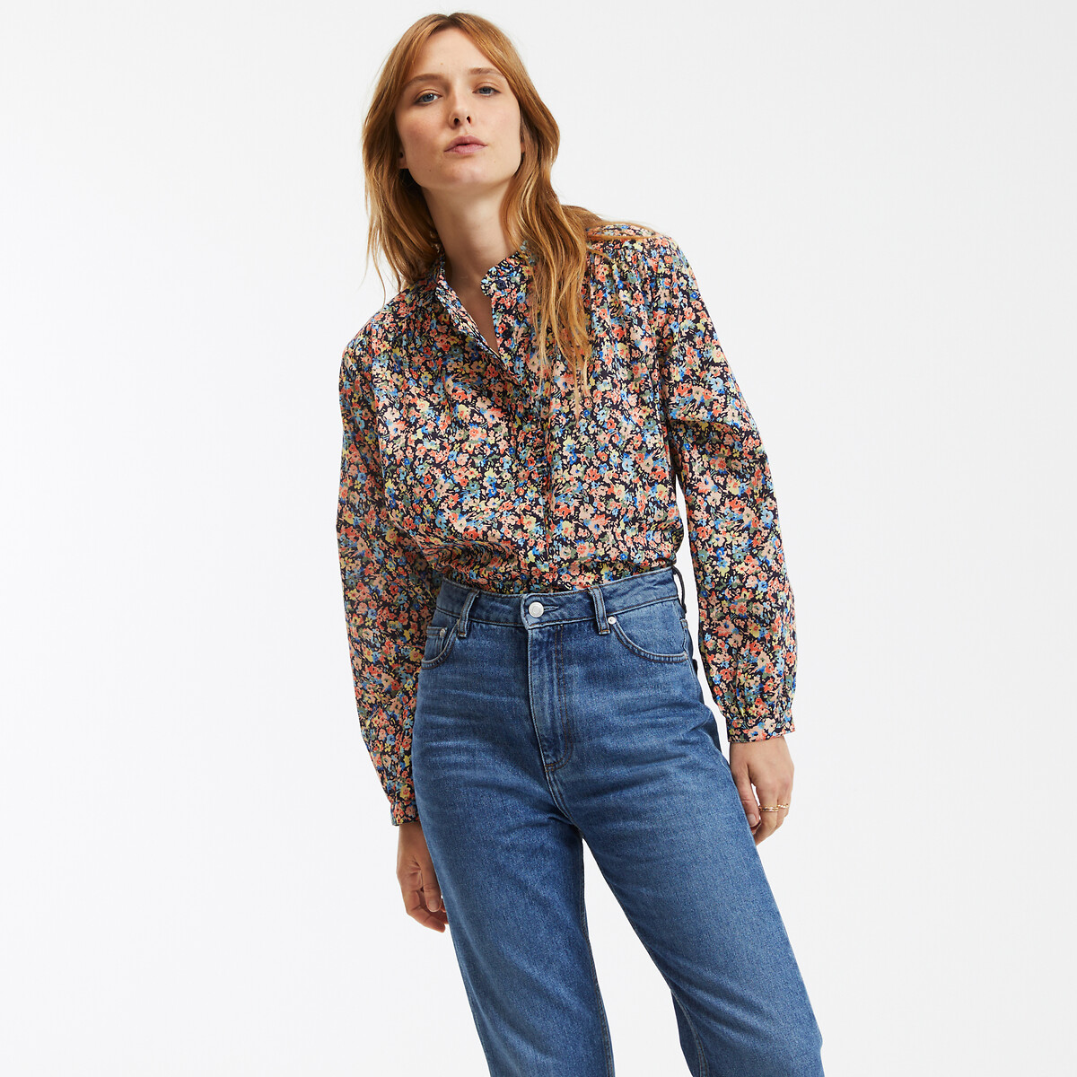 Φλοράλ πουκάμισο με λαιμό σε βικτωριανό στυλ