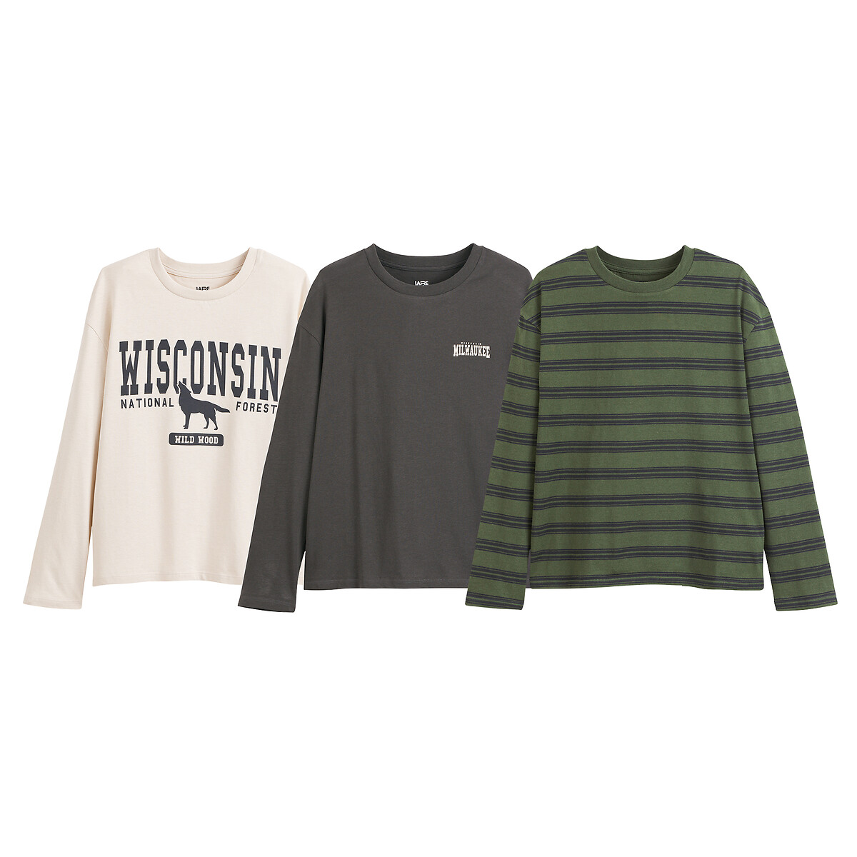 La Redoute Collections Σετ 3 μπλούζες με μακριά μανίκια