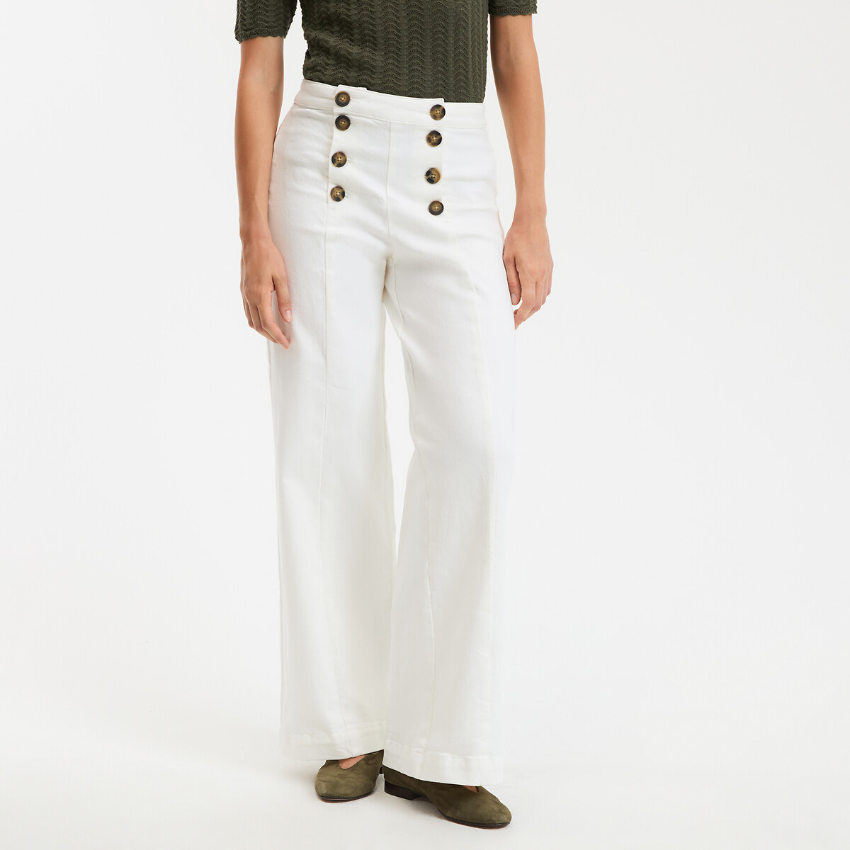 La Redoute Collections Φαρδύ ψηλόμεσο παντελόνι με δύο σειρές κουμπιά