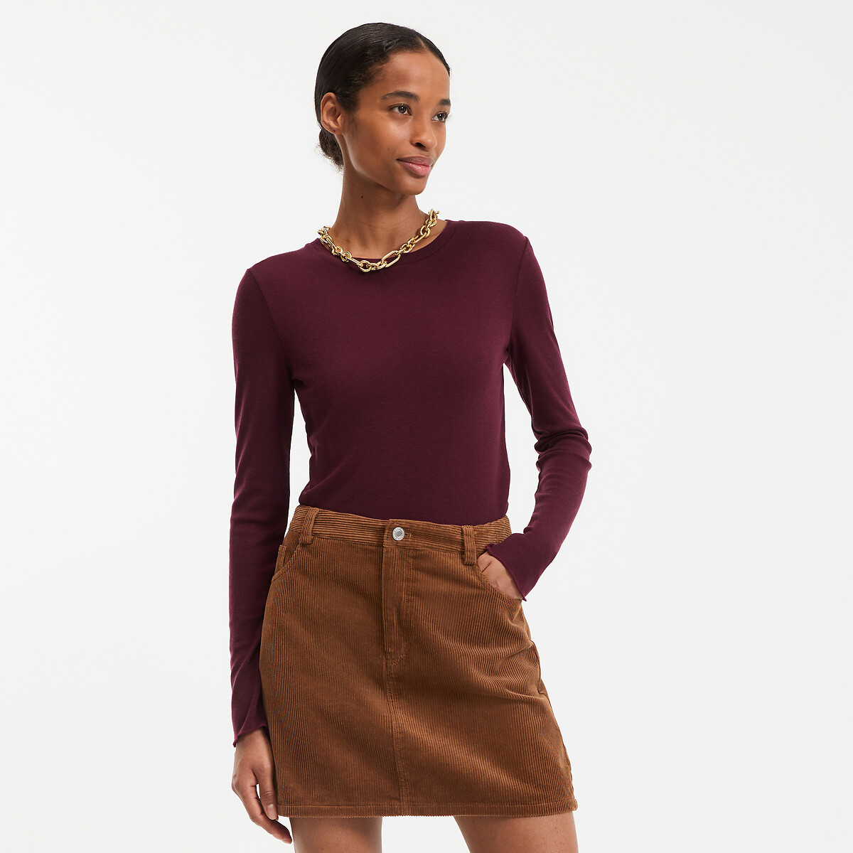 La Redoute Collections Μακρυμάνικη μπλούζα με στρογγυλή λαιμόκοψη